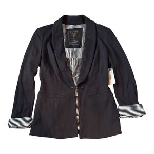 GUESS Jet Black Blazer NWT Sz S Shawl Collar Striped Lining Soft Stretch Jacket‎